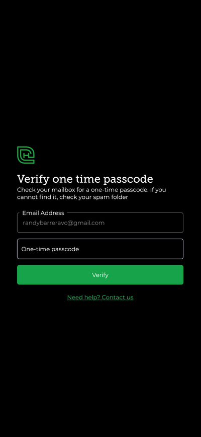 one-time passcode screenshot